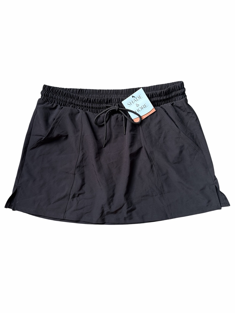 Shade & Shore Black High Waist Swim Skirt Size M NWT